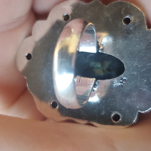 New Huge Labradorite and Tsavorite 925 Silver Statement Ring. - Picture 14 of 16